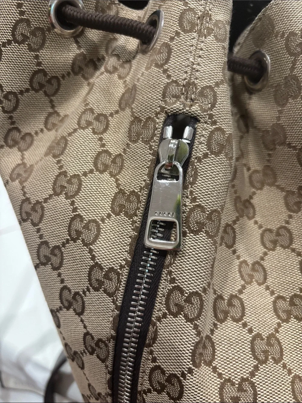 Gucci Beige/Brown GG Canvas Drawstring Duffel